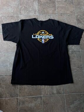 adidas Black Crewneck Tee with White Logo Print
